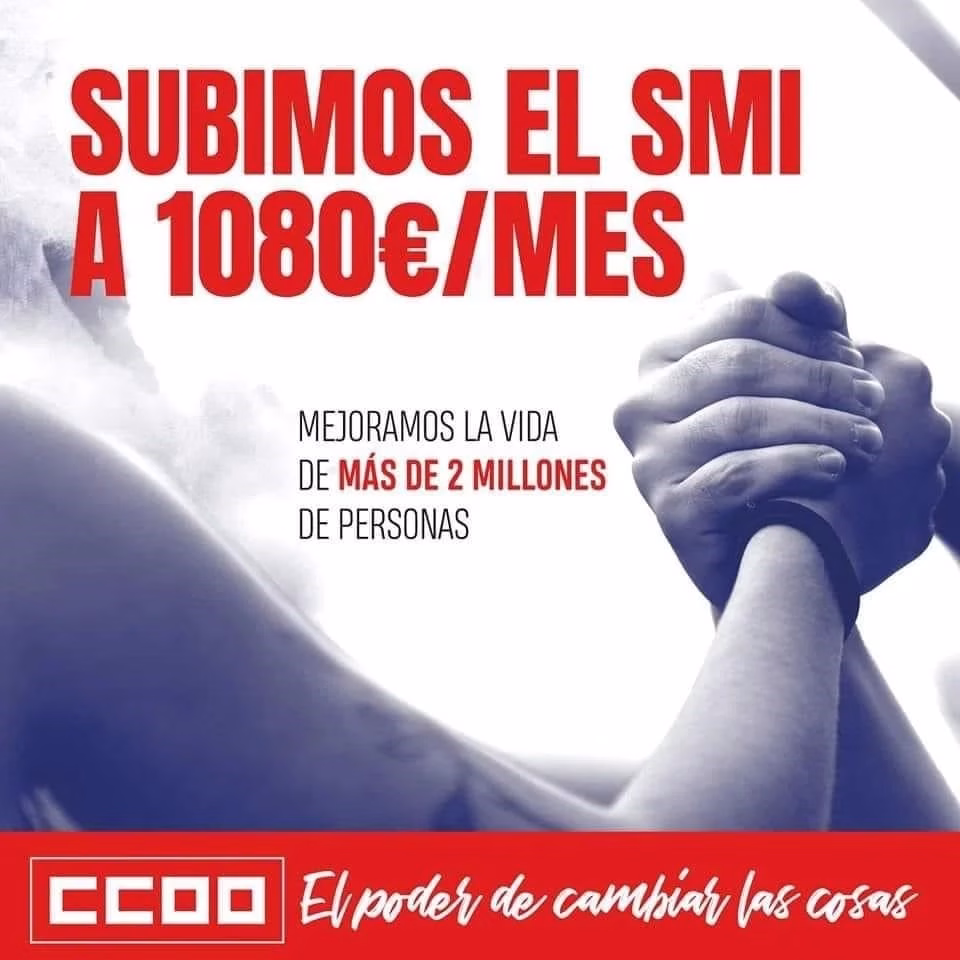CCOO CONSIGUE SUBIR EL SMI A 15.120 ANUALES